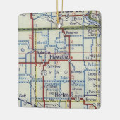 ヒアワタカンザスのヴィンテージの地図 セラミックオーナメント (左)