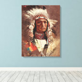 ヒアワタ先住民アメリカインディアンポートレート キャンバスプリント (インサイチュ (ウッドフロア))