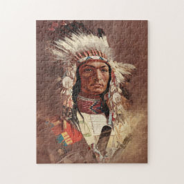 ヒアワタ先住民アメリカインディアンポートレート ジグソーパズル