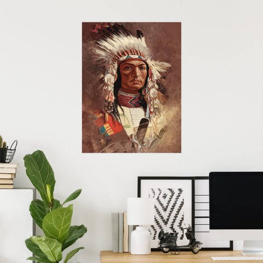 ヒアワタ先住民アメリカインディアンポートレート ポスター (ホームオフィス)