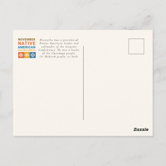 ヒアワタ先住民アメリカインディアンポートレート ポストカード (裏面)