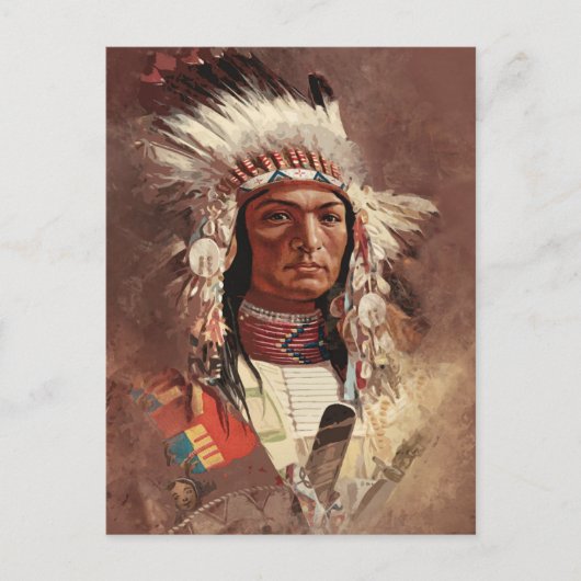 ヒアワタ先住民アメリカインディアンポートレート ポストカード (正面)