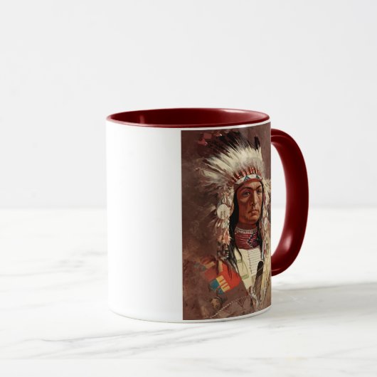 ヒアワタ先住民アメリカインディアンポートレート マグカップ (正面右)