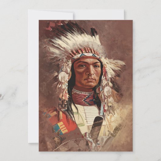 ヒアワタ先住民アメリカインディアンポートレート 招待状 (正面)