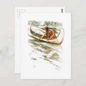 ヒアワタ・レッド・インディアン・カヌーのハリソン・フィッシャー・ソング ポストカード (正面/裏面)