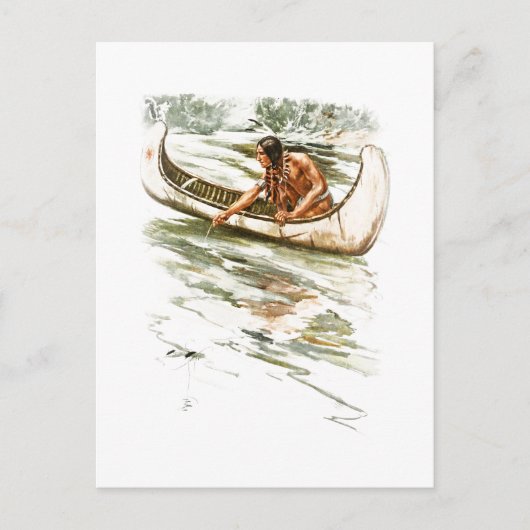 ヒアワタ・レッド・インディアン・カヌーのハリソン・フィッシャー・ソング ポストカード (正面)