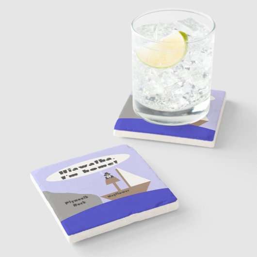 ヒアワタ、私は家にいる ストーンコースター (横)