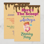 ヒアーズザスクープ ワッフルコーン 招待状 (正面/裏面)