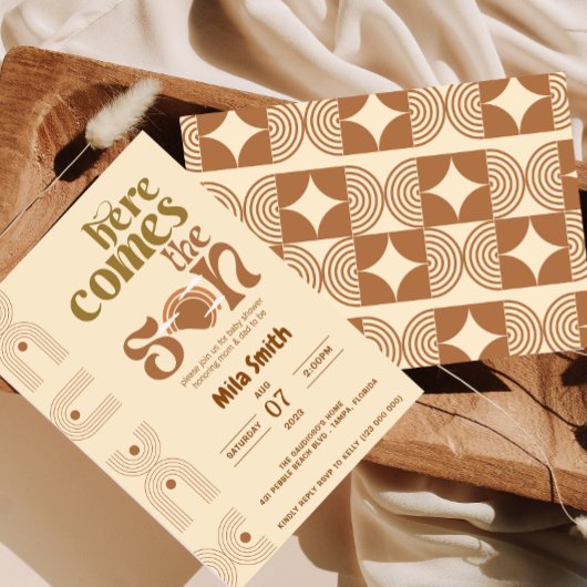 『ヒア・カムズ・ザ・サン』ベイビーシャワーのご招待 招待状