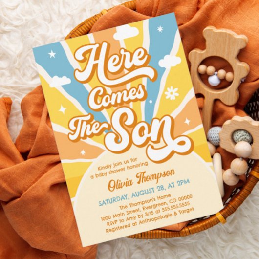 ヒア・カムズ・ザ・サン ベイビーシャワーのご招待 招待状