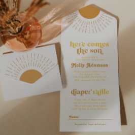 ヒア・カムズ・ザ・サン・ボーイ・ベイビー・シャワーの招待状 オールインワン招待状