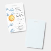 ヒア・カムズ・ザ・サン 水彩 ベイビー・ボーイ・シャワー バッジ (表裏)