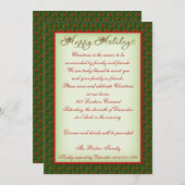 ヒイラギおよびキヅタのクリスマスのパーティの招待状 招待状 (正面/裏面)