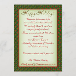 ヒイラギおよびキヅタのクリスマスのパーティの招待状 招待状