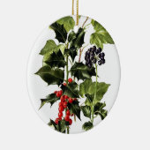 ヒイラギおよびキヅタのデザインのクリスマス セラミックオーナメント (右)