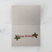 ヒイラギおよびザクロのダマスク織によって組み立てられる休日カード シーズンカード (内部)