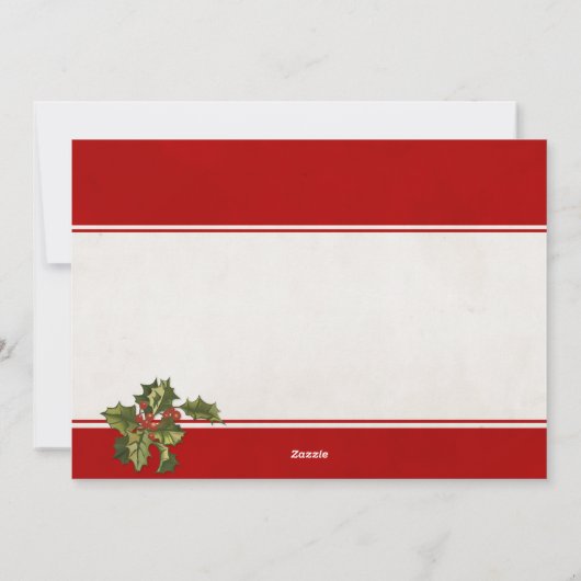 ヒイラギおよびストライプなクリスマスカード シーズンカード (裏面)