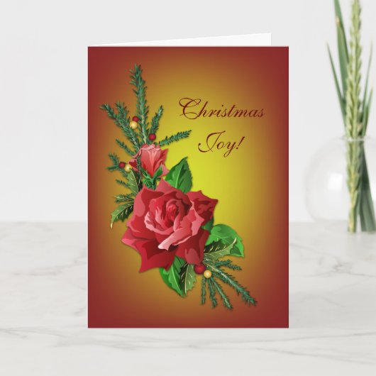 ヒイラギおよびトウヒを持つクリスマスローズ シーズンカード (正面)