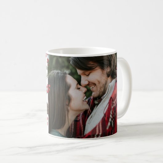 ヒイラギおよびマツクリスマスの写真のマグ コーヒーマグカップ (正面右)