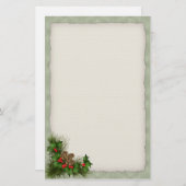 ヒイラギおよびマツ円錐形のクリスマスの文房具 便箋 (正面/裏面)