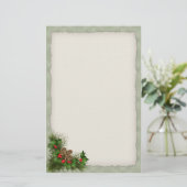 ヒイラギおよびマツ円錐形のクリスマスの文房具 便箋 (スタンド正面)