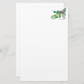 ヒイラギおよび果実が付いている文房具 便箋 (正面/裏面)