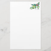 ヒイラギおよび果実が付いている文房具 便箋