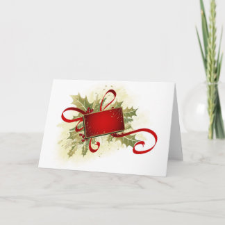 ヒイラギが付いているクリスマスのクリスマスのプレゼントのラベル シーズンカード