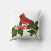 ヒイラギでとまる赤い(鳥)ショウジョウコウカンチョウ クッション (裏面)