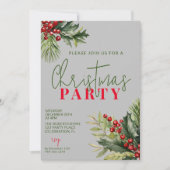 ヒイラギとパインのグレー クリスマスパーティー 招待状 (正面)