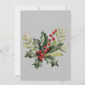 ヒイラギとパインのグレー クリスマスパーティー 招待状 (裏面)