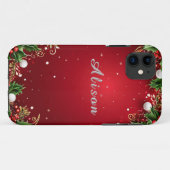 ヒイラギと実のあるクリスマスの華やかな背景 Case-Mate iPhoneケース (裏面(横))