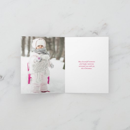 ヒイラギのすてきでカスタムなクリスマスの写真カード シーズンカード (内部)