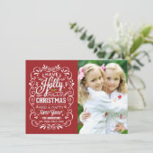 ヒイラギのすてきで赤いホワイトクリスマスの休日の写真カード シーズンカード (スタンド正面)