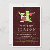 ヒイラギのすてきなクリスマスのカクテルのパーティの招待状 招待状 (正面)