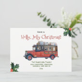 ヒイラギのすてきなクリスマスのヴィンテージバスクリスマス シーズンカード (スタンド正面)
