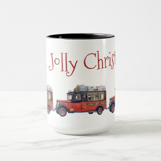 ヒイラギのすてきなクリスマスのヴィンテージバスクリスマス マグカップ (中央)