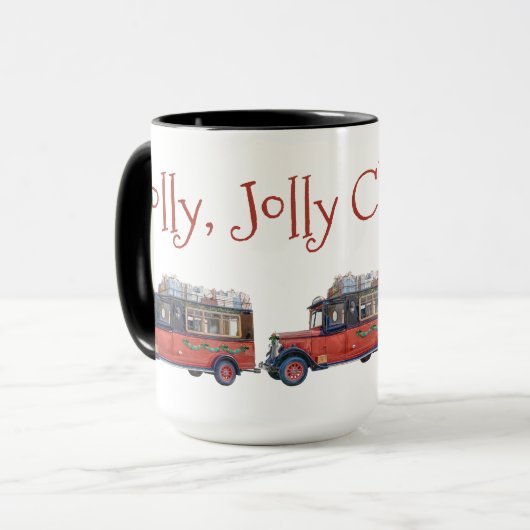 ヒイラギのすてきなクリスマスのヴィンテージバスクリスマス マグカップ (正面左)