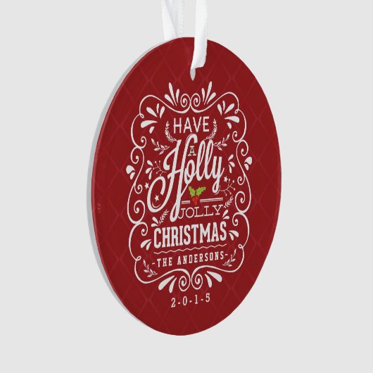 ヒイラギのすてきなクリスマスの空想の黒板の写真 オーナメント (正面)