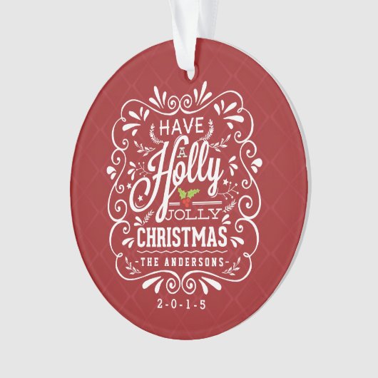 ヒイラギのすてきなクリスマスの空想の黒板の写真 オーナメント (正面)