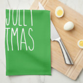 ヒイラギのすてきなクリスマスの黒のパグサンタを持って下さい キッチンタオル (四つ折り)