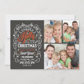 ヒイラギのすてきなクリスマスの黒板の写真のコラージュ シーズンカード (正面)