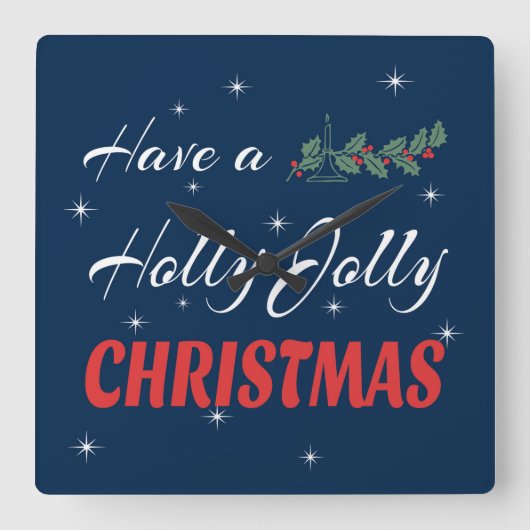 ヒイラギのすてきなクリスマスを持って下さい スクエア壁時計 (正面)