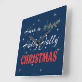 ヒイラギのすてきなクリスマスを持って下さい スクエア壁時計 (傾斜)