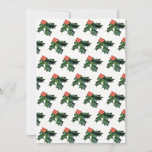 ヒイラギのすてきなクリスマス・パーティのヴィンテージバス招待状 招待状 (裏面)