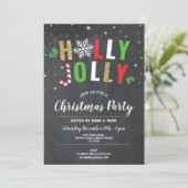 ヒイラギのすてきなクリスマス・パーティの休日の招待の雪 招待状 (スタンド正面)