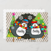 ヒイラギのすてきなスケートで滑るのペンギンの休日 シーズンカード (正面/裏面)