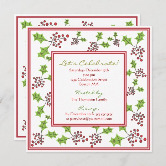 ヒイラギのすてきな休日のパーティの招待状 招待状 (正面/裏面)