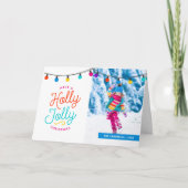 ヒイラギのすてきな|折られた休日の写真の挨拶状 シーズンカード (正面)