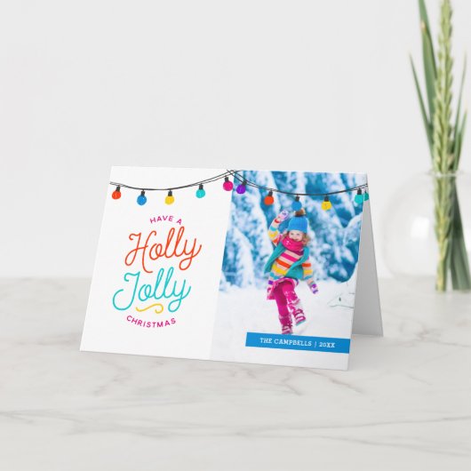 ヒイラギのすてきな|折られた休日の写真の挨拶状 シーズンカード (正面)